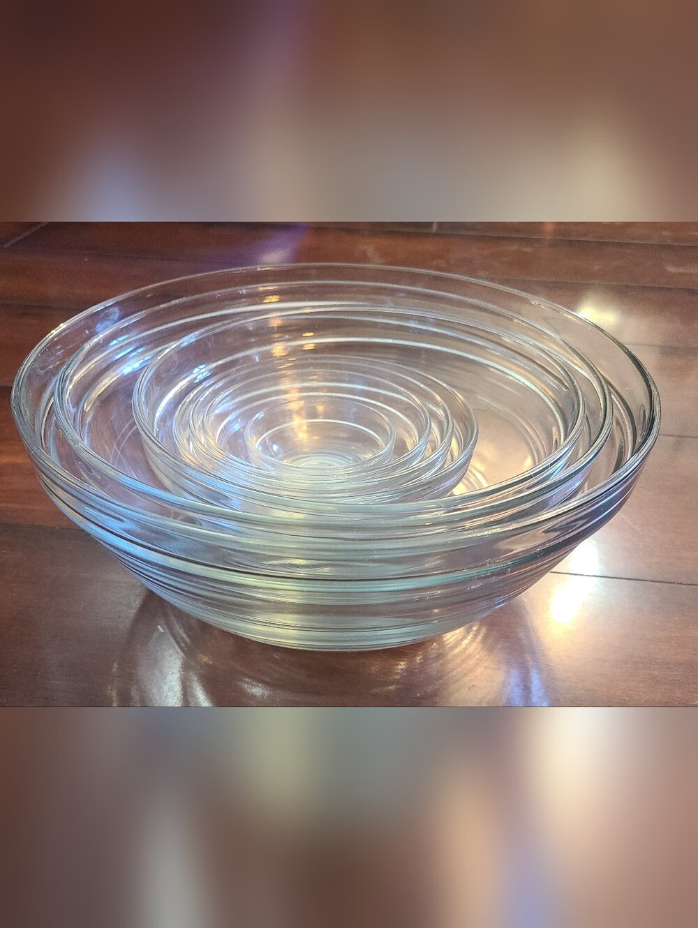 Duralex France Nesting Mixing Bowl Set (7) Graduated Clear Tempered Glass